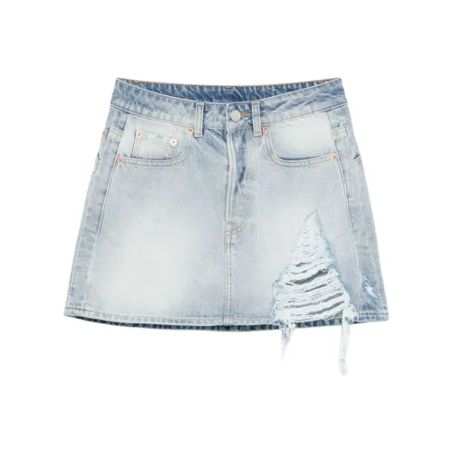 Vetements SS25 Джинсовые короткие юбки Женские Светло-синий