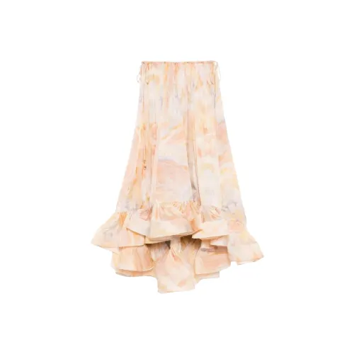 Zimmermann Кораллово-розовый Женские Повседневные Длинные Юбки