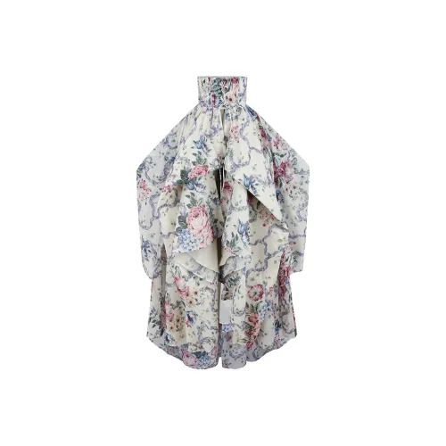 Selkie Коллекция SS25 Повседневный Длинный Юбка Женские Слоновая кость Основа Поэзия Земля Принт