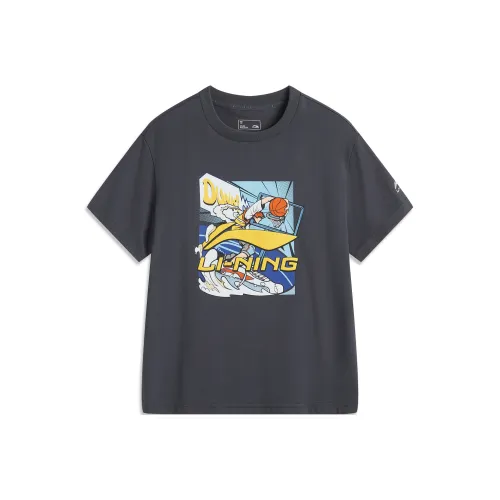 LINING YOUNG Баскетбольная футболка SS25 цвет эбеново-черный для детей 3-7 лет