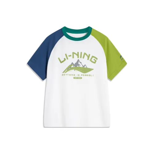 LINING YOUNG Sports Life Collection T-Shirt SS25 Milky Белый Темно-синий