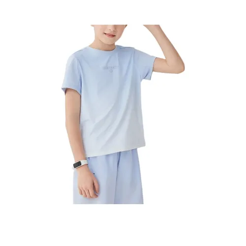 Skechers Kids T-Shirt Light Plaid Aqua Blue White Lining Fabric All-Over Print 059X Подростки