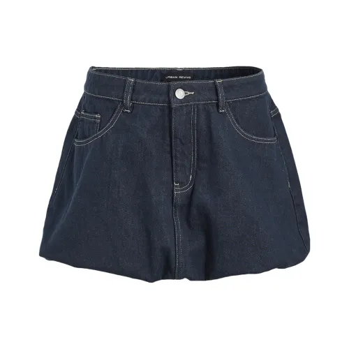 URBAN REVIVO Джинсовые короткие юбки Женские Индиго