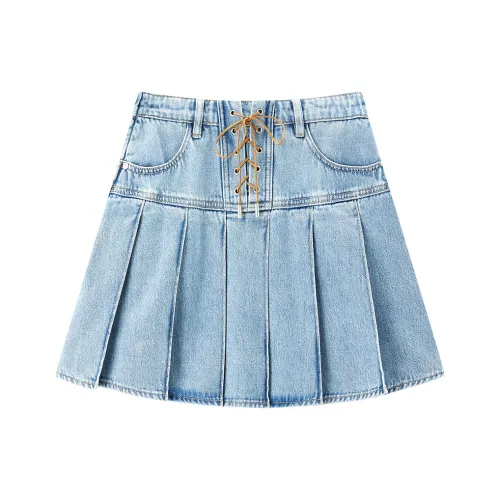 LEDIN Джинсовые короткие юбки Женские Светлый деним