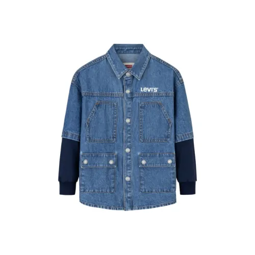 Levi's Удобный Mock Двухкомпонентная Рубашка-Куртка Озеро Серо-Синий для Дети Возрастом 3-7 Лет