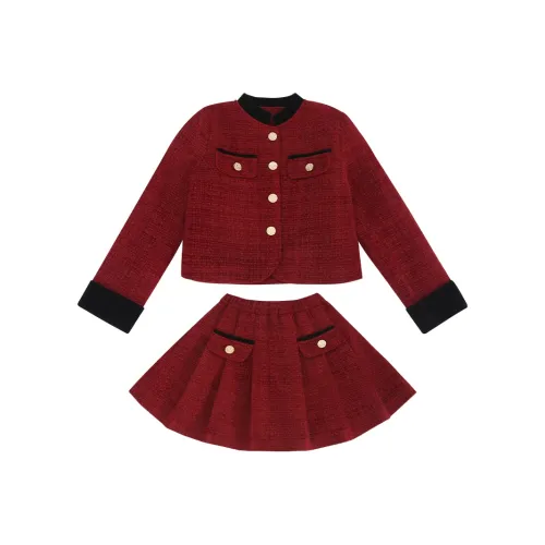 Подростки GULIJIA Комплект с юбкой Осенний и Зимний Бордовый