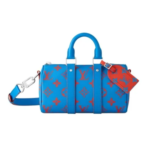 LOUIS VUITTON Keepall Monogram Glow Coated Canvas Boston Bag Shoulder Bag Handbag Men's Blue