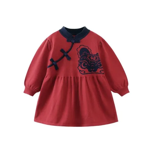 CICIIBEAR Платье Новогодний красный для детей 3-7 лет