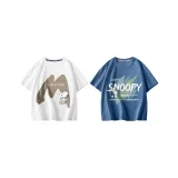 [100% cotton, дружественный к коже] Большой размер M/Белый + Граффити Текст/Синий