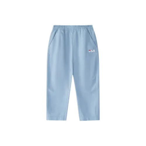 Детский возраст 3-7 лет FILA KIDS x YUANTIANZHINAN LIANMINGKUAN Вязаные тренировочные штаны вымытый деним синий