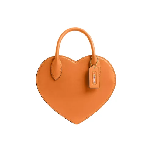 COACH Кожа Сердце-Формированная Сумка Сумка на Одно Плечо Маленькая Женская Промытый Апельсин