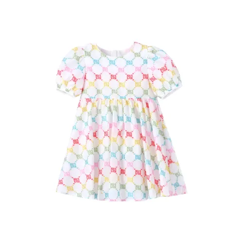 Annil Платье Белый с цветами для детей 3-7 лет