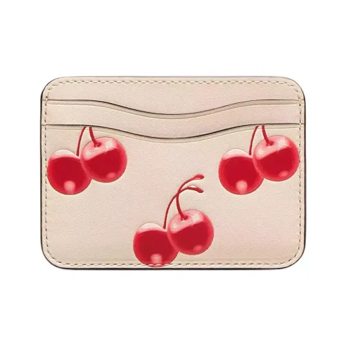 COACH Коровья кожа Держатель для карт Мини Женский Бежевый и Красный