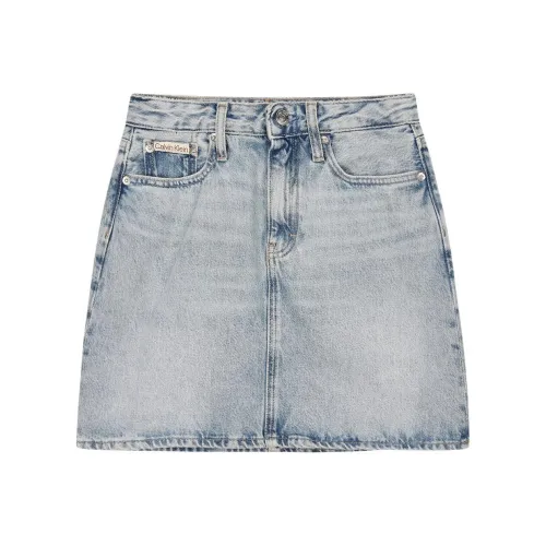 Calvin Klein Джинсовые короткие юбки Женские Светло-синие