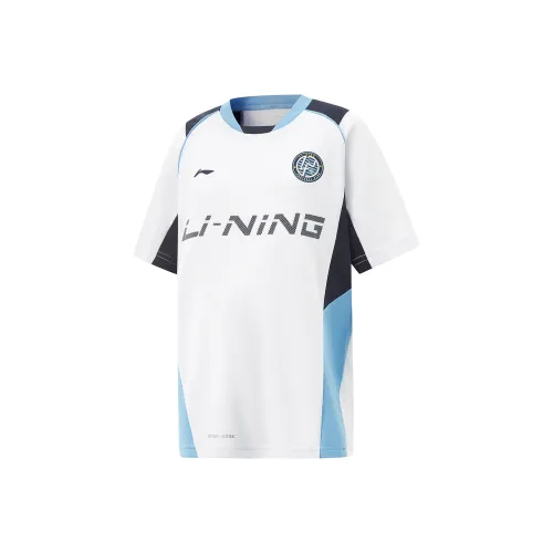 LINING YOUNG Футбол Т-Рубашка SS25 Стандартный Белый Темно-Синий Детский