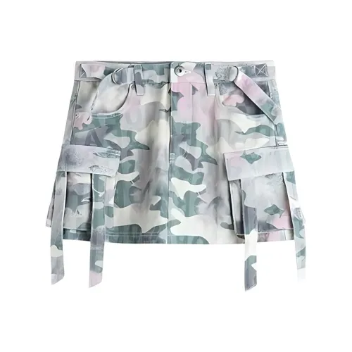 LALABOBO Джинсовые короткие юбки Женские Камуфляж Цветовой блок