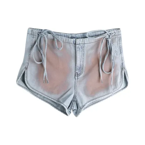 LALABOBO Джинсовые шорты Женские Светло-голубой Белый