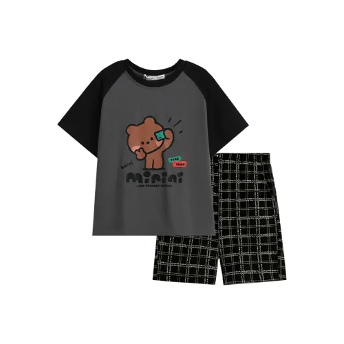 FENTENG x LINE FRIENDS Пижамный комплект Темный дымчатый серый Подростки