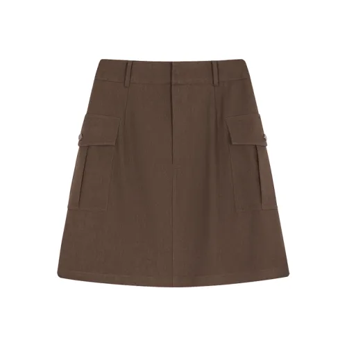 Mo Han Yi Mei Карго Юбки Короткие Женские Кофейно-Коричневый