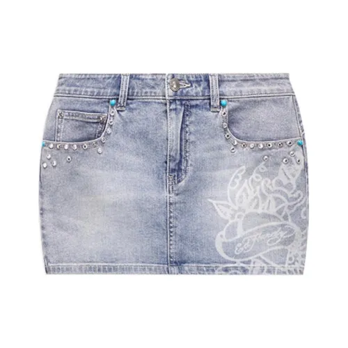 Ed Hardy SS25 Джинсовые короткие юбки Женские Индиго