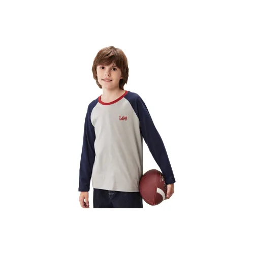 Lee Тонкий Повседневный Свободный крой TREASURE Дизайн Цветовой блок Длинный рукав Круглый вырез Вересковый серый Подростки