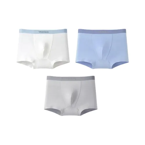 YeeHoO Entering THREE Английский язык Белый + Светло-серый + Синий Kids Трусы