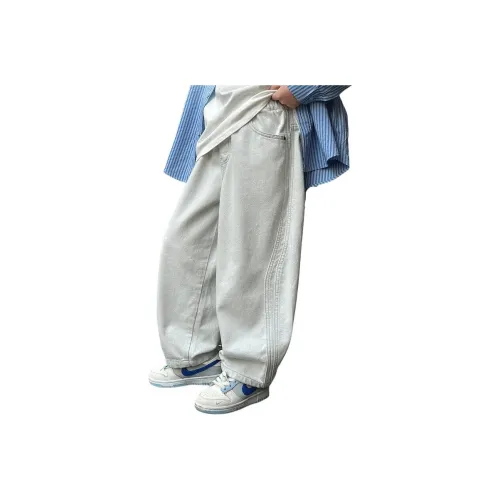 The panda is round Джинсы Светло-серый Белый Детский