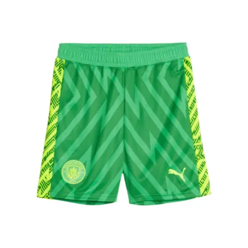 PUMA Manchester City Goalkeeper Шорты Юность Шорты Дошкольный Травяной Зеленый Желтый Внимание