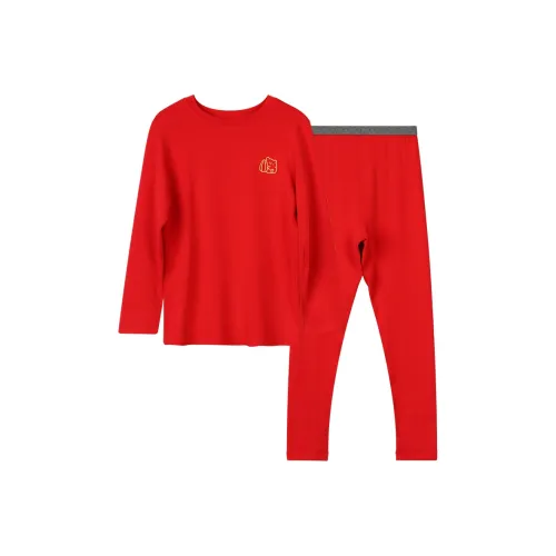 Красный фасоль Dralon Утепление Антибактериальный Трусы Кальсоны Термический Набор Детский Китайский Красный