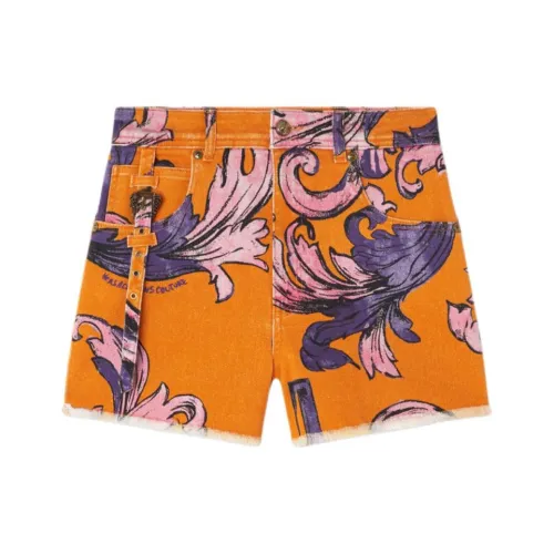 VERSACE SS25 Джинсовые шорты Женские Оранжевые