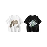 [100% cotton, дружественный к коже] Большой размер M/Белый + Граффити Текст/Черный