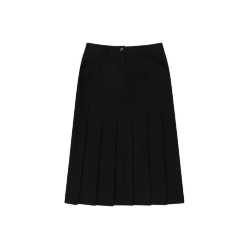 KIMHEKIM SS25 Брюки Детализированные Плиссированная Юбка Midi Повседневная Длинная Юбка Женская Черная Черная