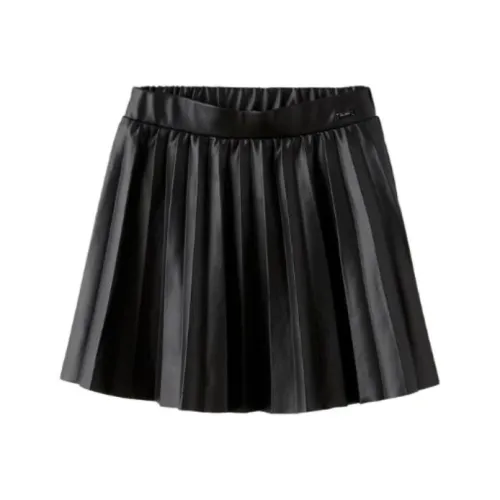 ZARA Однотонный Резиновый Прессованный Широкий Липка Укороченная Юбка Детская Черная