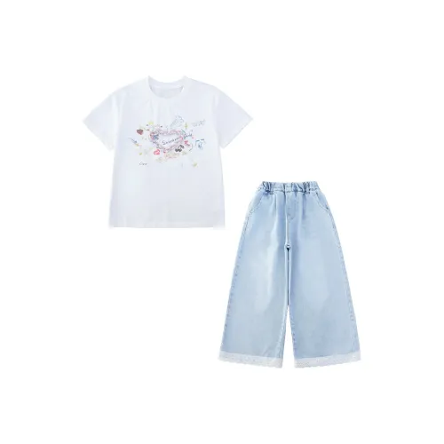 Because No Повседневная спортивная одежда Белый T-рубашка + Джинсы Детский