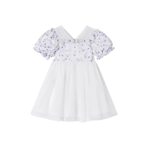 Annil Платье Белый Фиолетовый Цветочный Дизайн Детский