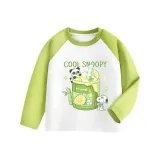 [Реглан с длинным рукавом] Белый и зеленый бамбук Nubi