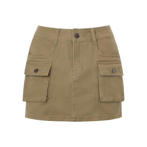 Wen Shan Джинсовые короткие юбки Женские Хаки