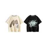 [100% cotton, дружественный к коже] Большой размер M / Абрикос + Граффити текст / Черный