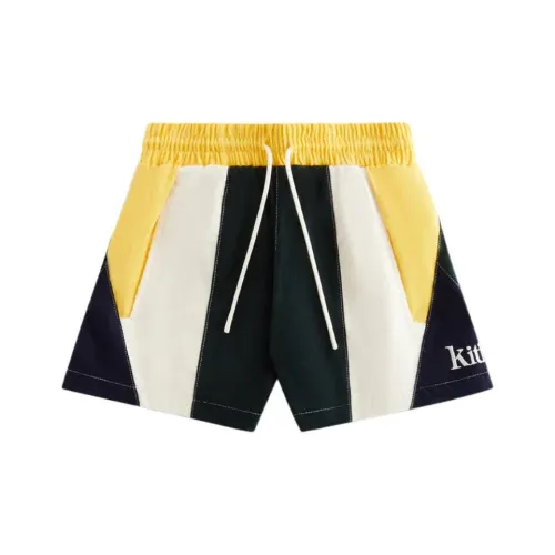 KITH Kids 2024 Summer Collection Micro Cord Curtis Panelled Short Shorts Pre School Black White Yellow