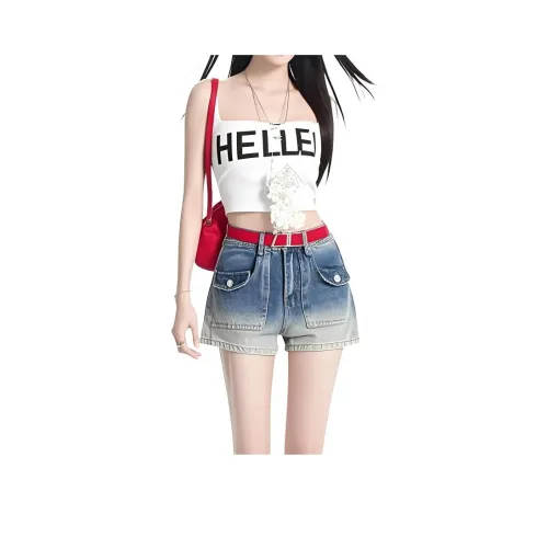 HELEH Винтажные синие женские джинсовые шорты