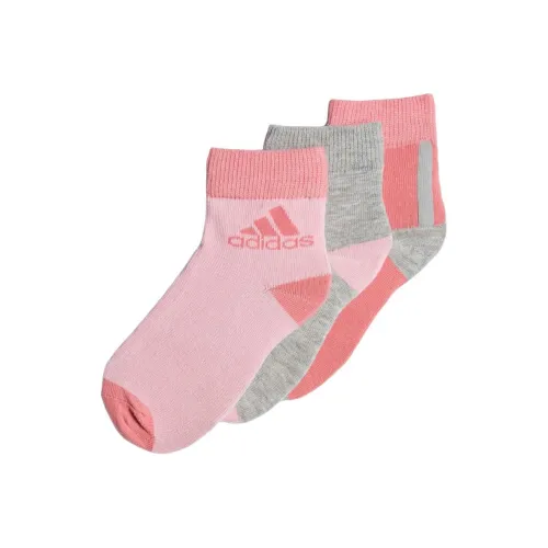 Adidas Розово-красный + Средний вересковый серый + Светло-розовый 3 шт Kids Носки