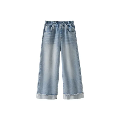 Hello Kitty Jeans Sanrio Series Однотонный Джинсовый Светло-Синий Детский