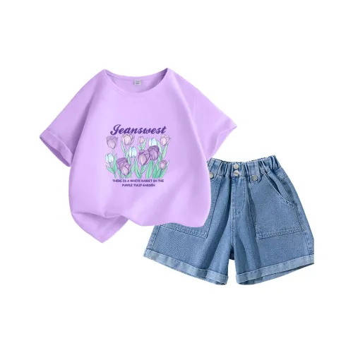 JEANSWEST JNR Светло-фиолетовый/J Тюльпан Джинсовый синий/J Однотонный Kids Повседневная спортивная одежда