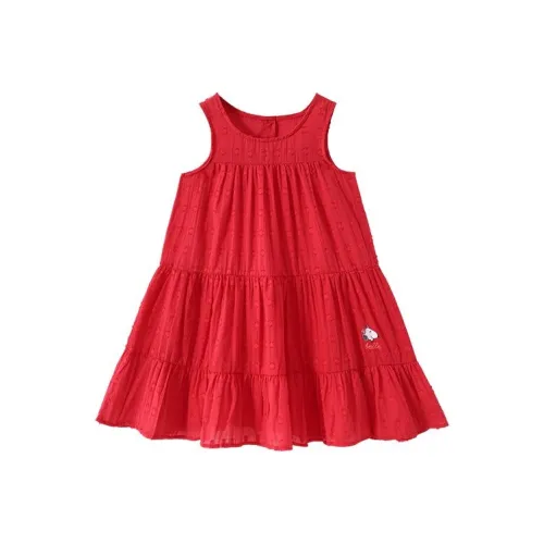 Снупи 100% хлопок Красный Без рукавов Платье Детские Платья