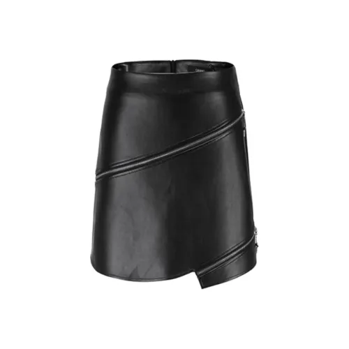 GIMING Кожаные короткие юбки женские черный