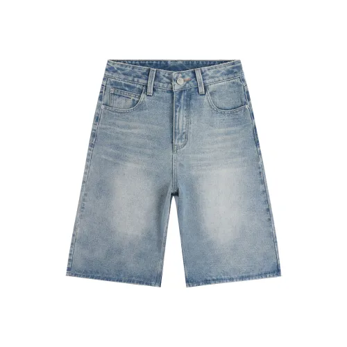 Розовые джинсовые шорты женские кремово-голубой