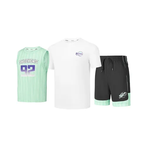 Skechers Kids Повседневная Спортивная Одежда Полоска Белый и Зеленый 05B0 Подростки