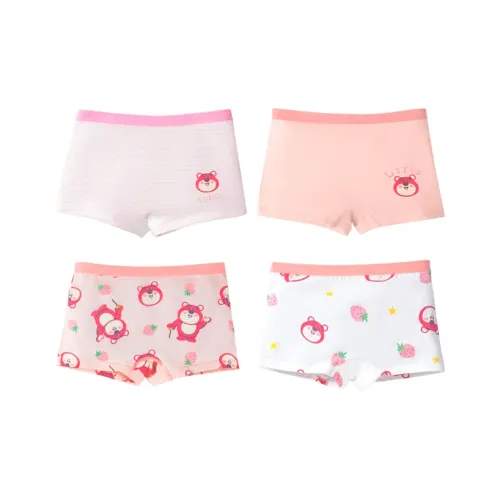 Дисней 4 PIECES Набор Full Принт Розовый + Full Принт Белый + Горизонтальные полосы + Светло-розовый Kids Трусы