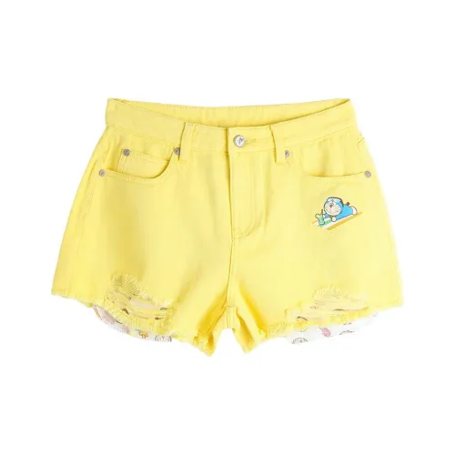 LALABOBO x Doraemon A Джинсовые шорты женские желтые