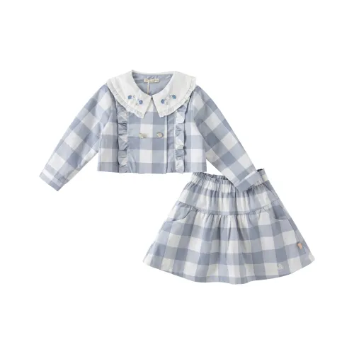 Детский комплект DAVE BELLA для детей 3-7 лет с юбкой серо-голубого цвета